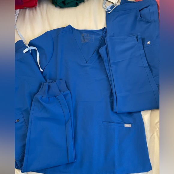 Figs Pants & Jumpsuits Figs Royal Blue Medium Pants Zamora And Yola And Large Top Casma